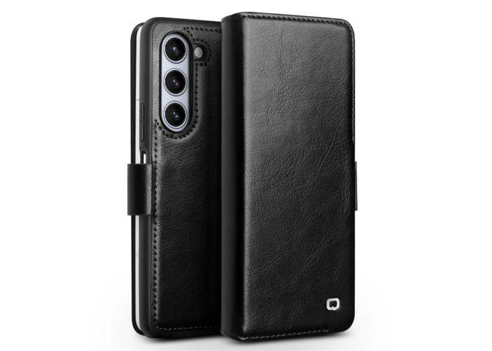 Samsung Galaxy Z Fold5 - QIALINO Classic Slim ægte læder cover - Sort