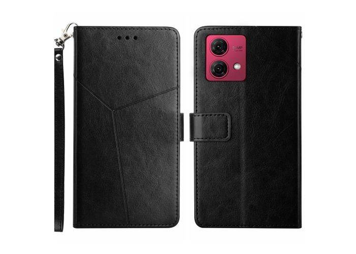 Motorola Edge 40 Neo 5G - Læder cover / pung - Aftagelig strop - Sort