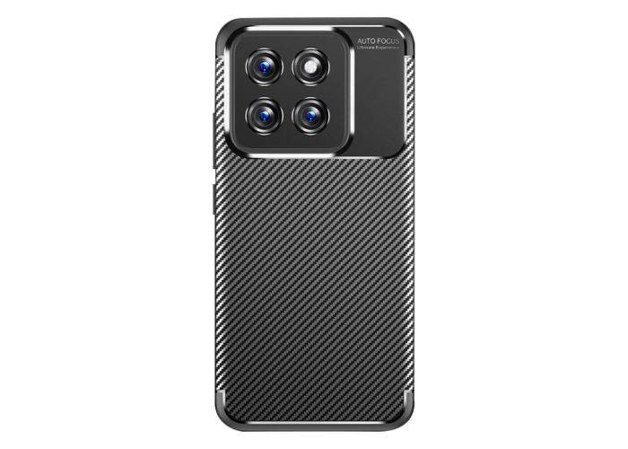 Xiaomi 14 - Gummi cover i Carbon design - Sort