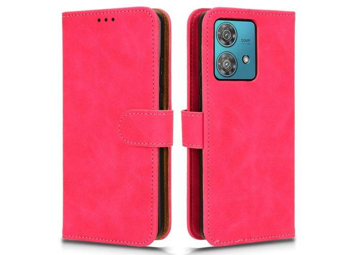 Motorola Edge 40 Neo 5G - Classic læder cover - Rosa