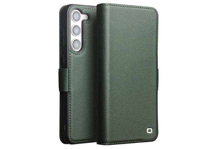 Samsung Galaxy S23 5G - QIALINO slim Classic ægte læder cover - Cyangrøn