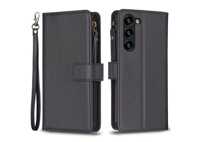 Samsung Galaxy S24 Plus - Læder cover / Pung - Lomme m/ lynlås - Sort