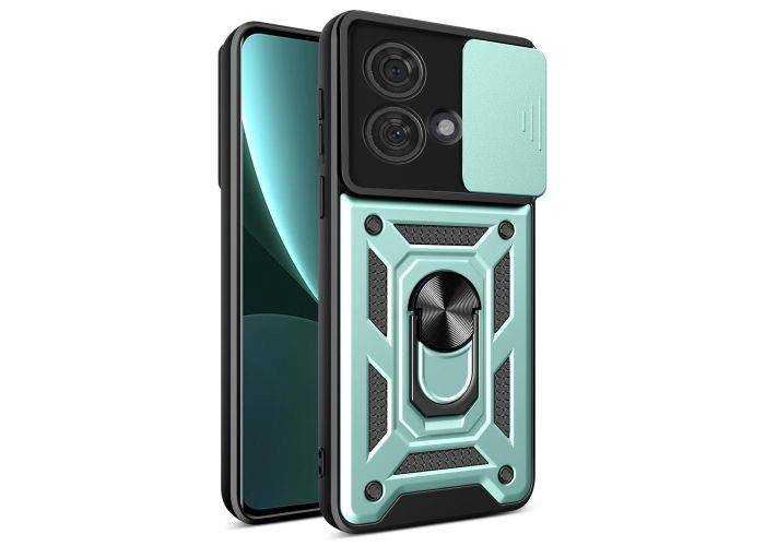 Motorola Edge 40 Neo 5G - SLIDE Hybrid cover med Kickstand & Magnetisk plade - Grøn