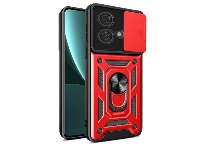 Motorola Edge 40 Neo 5G - SLIDE Hybrid cover med Kickstand & Magnetisk plade - Rød