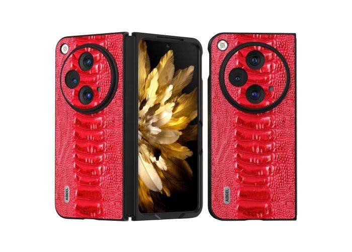 OnePlus Open - Ægte læder cover - Krokodille design - Rød