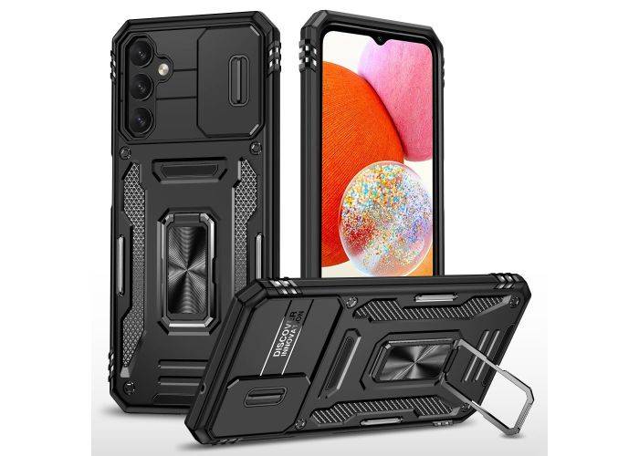 Samsung Galaxy A15 4G - Armor Slide Hybrid cover med Kickstand - Sort