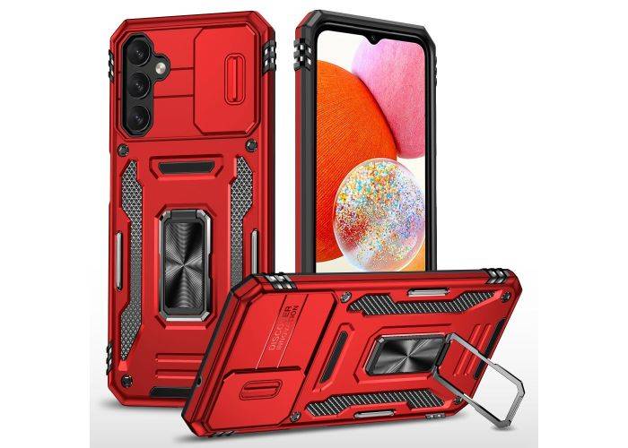 Samsung Galaxy A15 4G - Armor Slide Hybrid cover med Kickstand - Rød