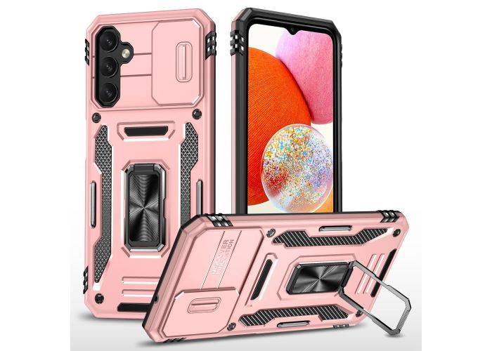 Samsung Galaxy A15 4G - Armor Slide Hybrid cover med Kickstand - Rosa guld