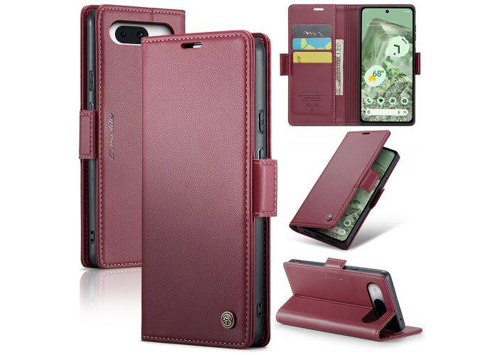 Google Pixel 8a - CASEME RFID læder cover - Rød