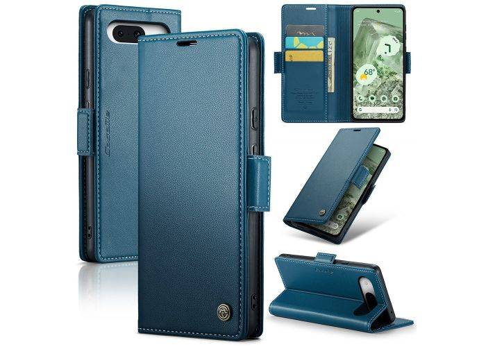 Google Pixel 8a - CASEME RFID læder cover - Blå