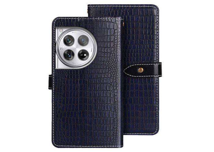 OnePlus 12 5G - IDEWEI læder cover - Krokodille design - Blå