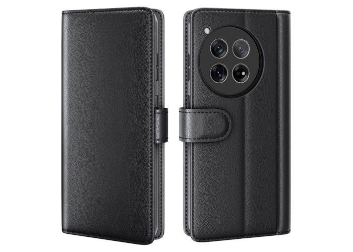 OnePlus 12 5G - Ægte læder cover / pung - Sort