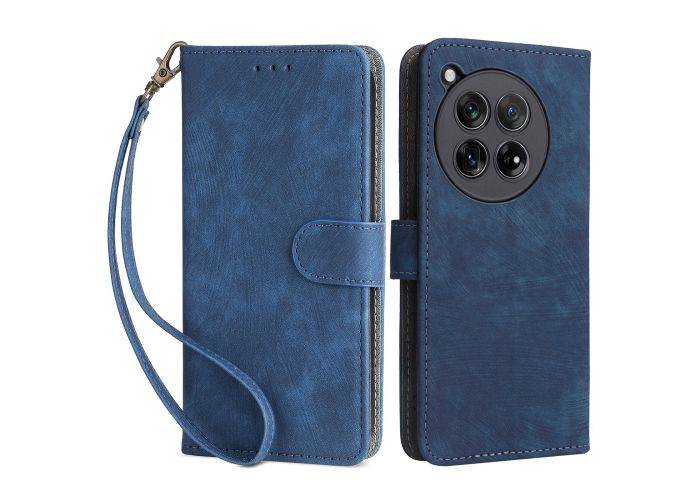 OnePlus 12R 5G - RFID læder cover / pung - Aftagelig strop - Blå