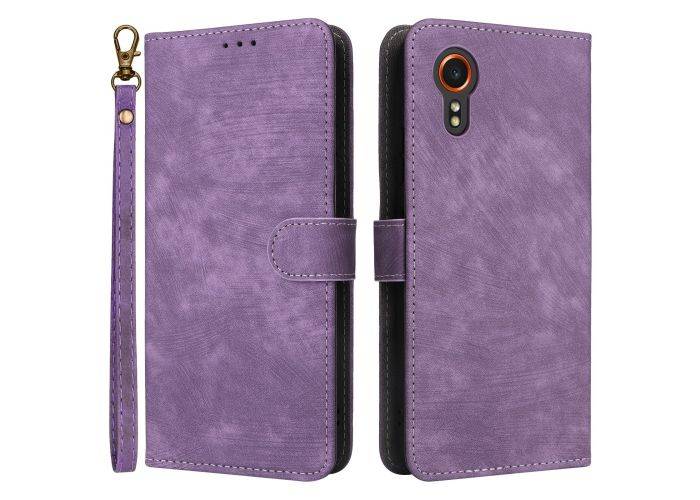 Samsung Galaxy Xcover 7 - RFID læder cover / pung - Aftagelig strop - Lilla