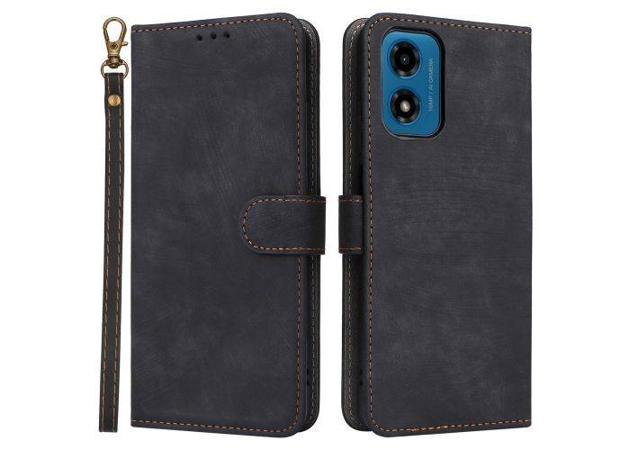 Motorola Moto G04 / G24 - RFID læder cover / pung - Aftagelig strop - Sort