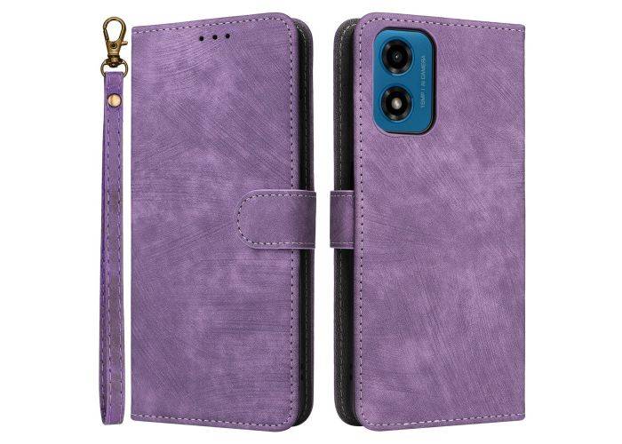 Motorola Moto G04 / G24 - RFID læder cover / pung - Aftagelig strop - Lilla