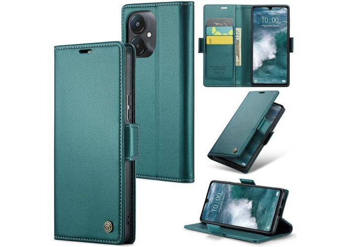 Xiaomi Redmi 13C - CASEME RFID læder cover - Grøn