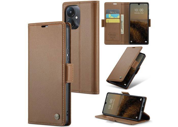 Xiaomi Redmi 13C - CASEME RFID læder cover - Brun