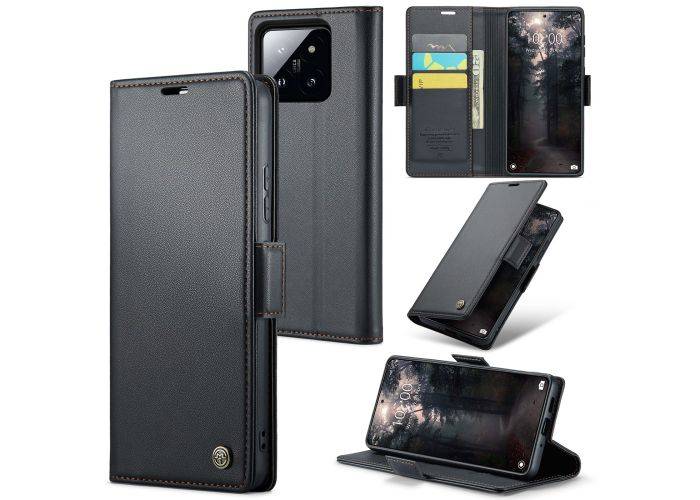 Xiaomi 14 - CASEME RFID læder cover - Sort