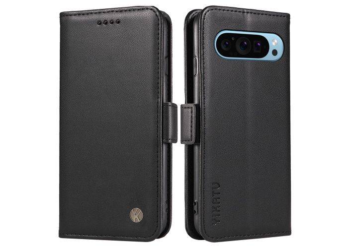 Google Pixel 10 Pro / 10 / 9 Pro / 9 - Slim læder cover / pung - Sort