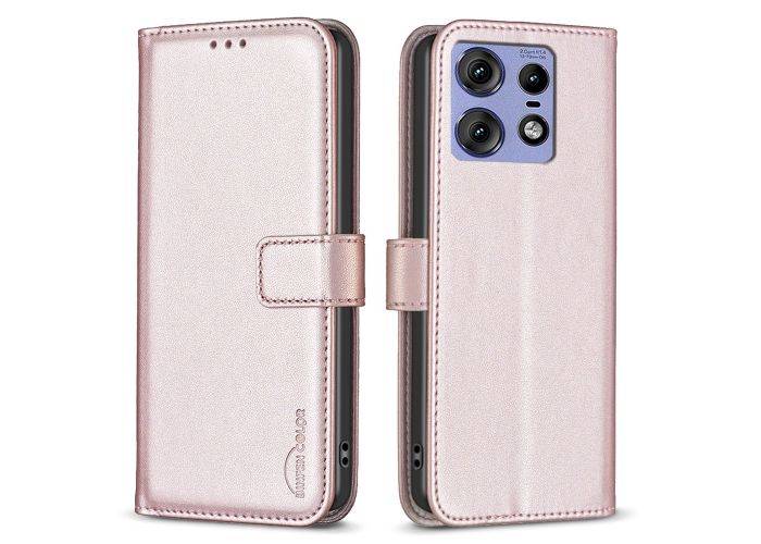 Motorola Edge 50 Pro 5G - BINFEN læder cover / pung - Rosa guld