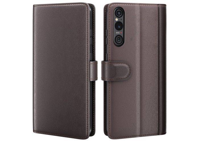 Sony Xperia 1 VI - Ægte læder cover / pung - Brun