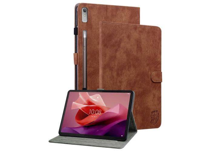 Lenovo Tab P12 - læder cover med kortholdere - Brun