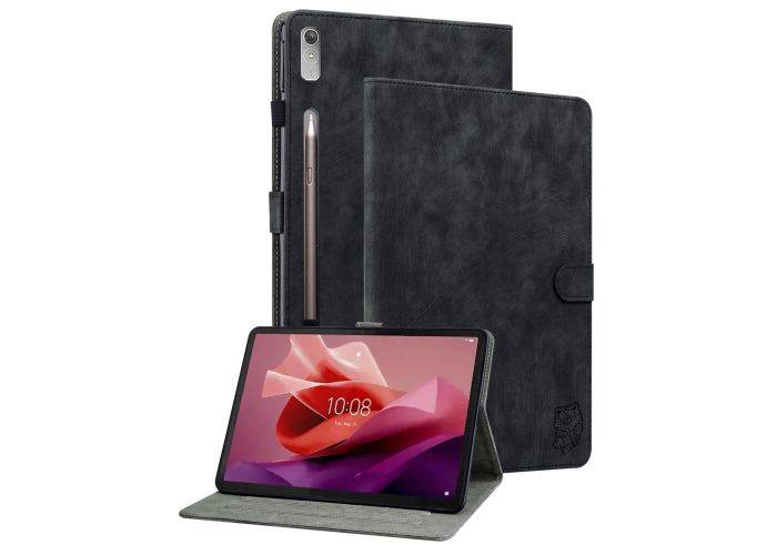 Lenovo Tab P12 - læder cover med kortholdere - Sort