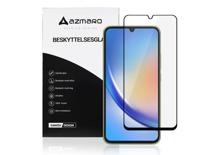 Samsung Galaxy A34 5G - Azmaro Premium hærdet beskyttelsesglas - Komplet dækning