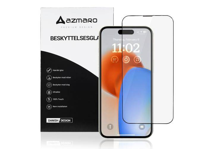 iPhone 15 - Azmaro Premium hærdet beskyttelsesglas - Komplet dækning