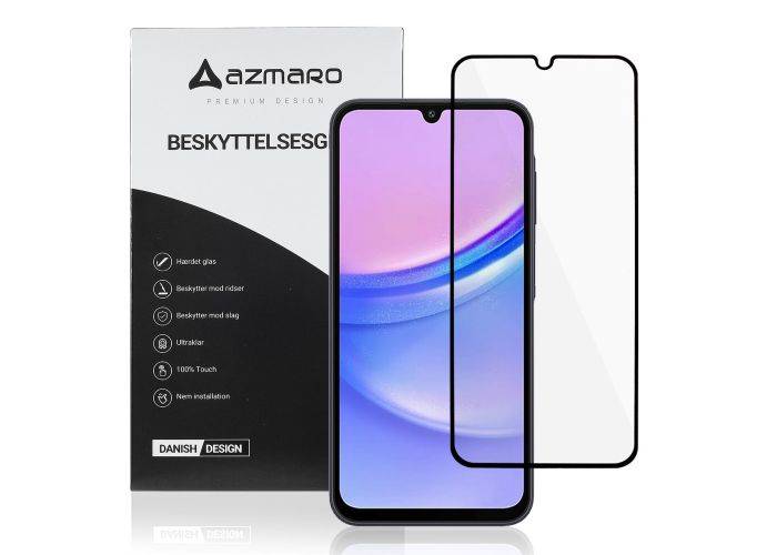 Samsung Galaxy A15 - Azmaro Premium hærdet beskyttelsesglas - Komplet dækning
