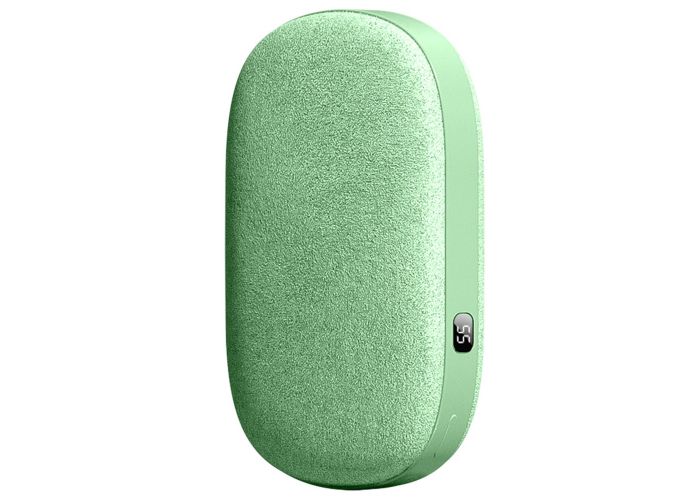 Powerbank 10000mAh med indbygget håndvarmer og digital display - Matcha grøn