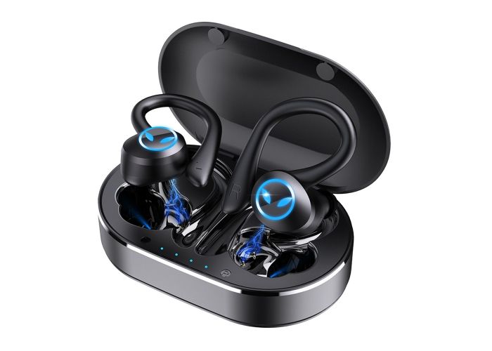TWS Trådløse Sports In-Ear Bluetooth V5.4 Earbuds med Ørekrog - Sort