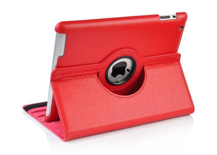 iPad 2/3/4 - PU Læder 360 graders rotering Stand Folio Flip - Rød