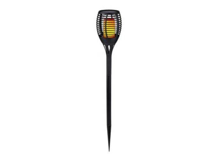 Grundig solcellelampe 72xLED med flammeeffekt på spyd H:77cm - Sort