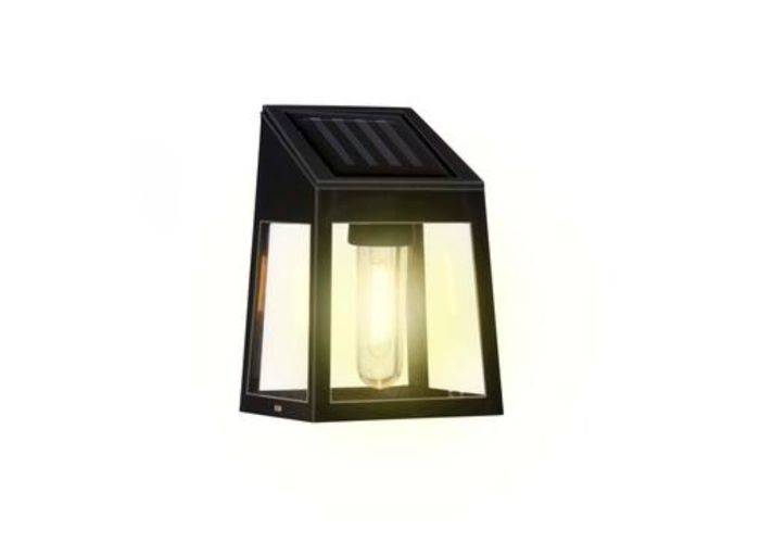 Grundig LED solcelle væglampe - Varm hvid - Sort