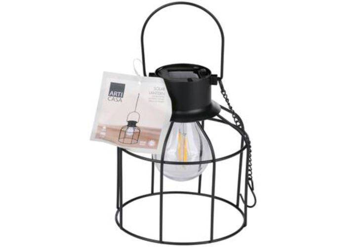 Arti Casa LED Lanterne med solceller Ø14xH36 cm - Sort
