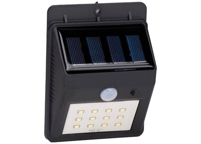 Grundig LED væglampe med solceller - m/ sensor - Vandtæt - Sort