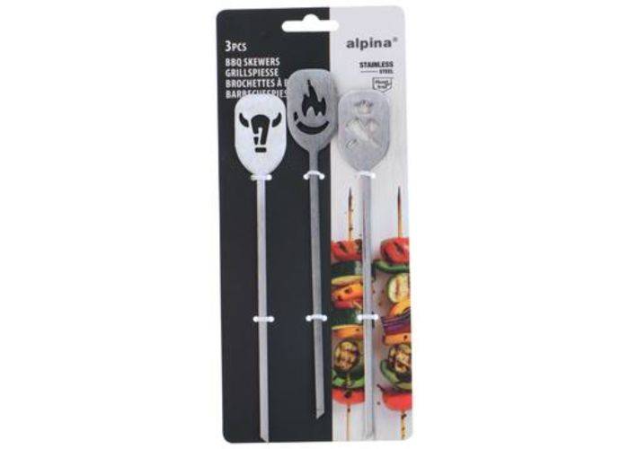 3-Pak Alpina BBQ Grillspyd i metal 18.5cm