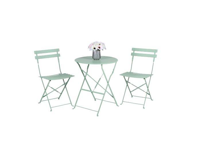 Articasa Bistro cafesæt m/bord og 2 stole Ø60xh70cm - Mintgrøn