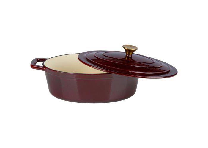 Alpina Oval Støbejernsgryde 33cm / 5.0L - Alle typer kogeplader og ovn - Rød