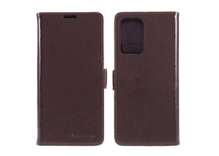 Samsung Galaxy A72 - AZMARO ægte læder cover / pung - Brun