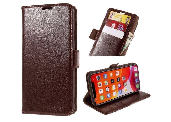 Motorola G10/G20/G30 - AZMARO ægte læder cover / pung - Brun