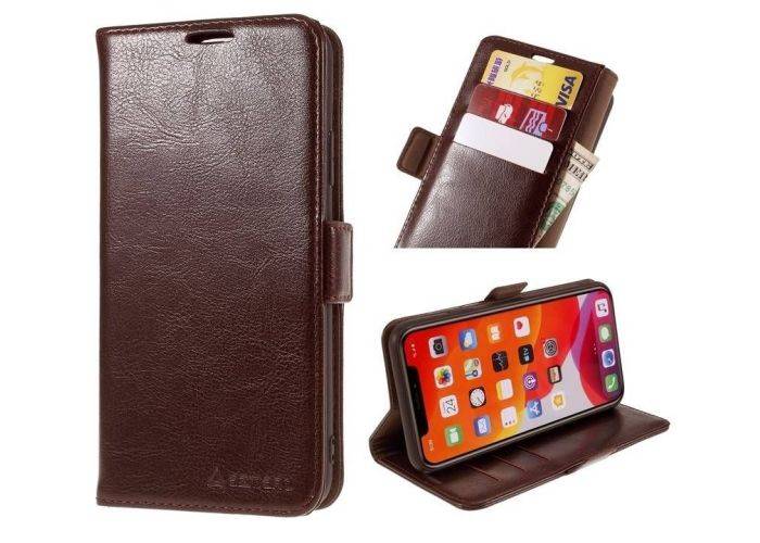 iPhone 17 Air - Azmaro ægte læder cover / pung - Brun