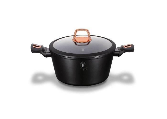 Berlinger Haus - Gryde ø20 cm / 2.5L - Med glåslåg - El / Gas / Induktion - Black Rose Edition
