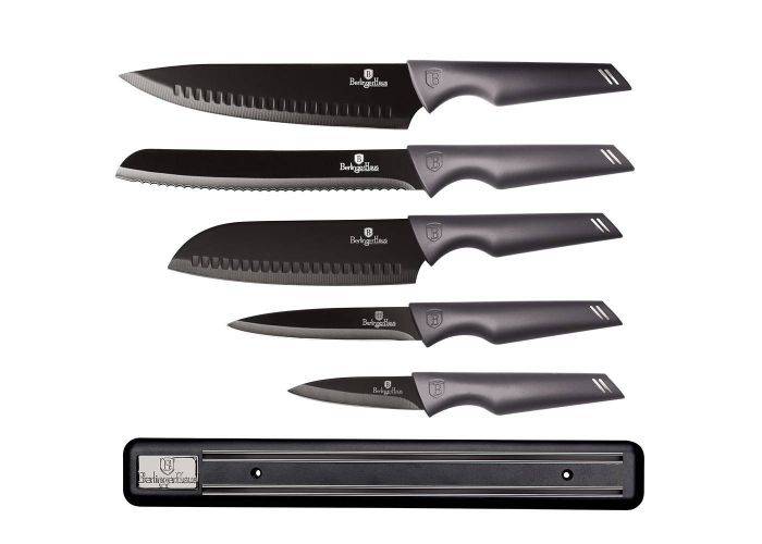 Berlinger Haus - Knivsæt i 6 dele med magnetskinne - Rustfrit stål - Carbon Pro Edition
