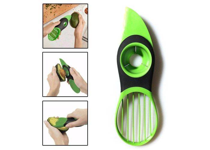 Avocado skærer / slicer - 3-i-1 design - Grøn