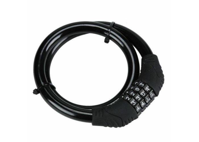 Cykellås med kode - Anti-Tyveri - Stål & ABS - 100cm - Sort