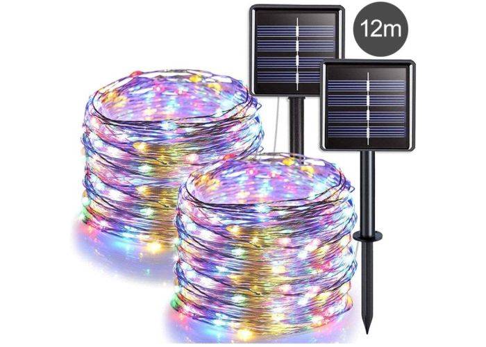 Fairy Udendørs LED Lyskæde med SOLCELLER - 100 LED lys / 12m - Multifarvet