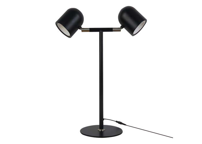 Minimalistisk Skrivebordslampe - Med Base & To lamper - Sort